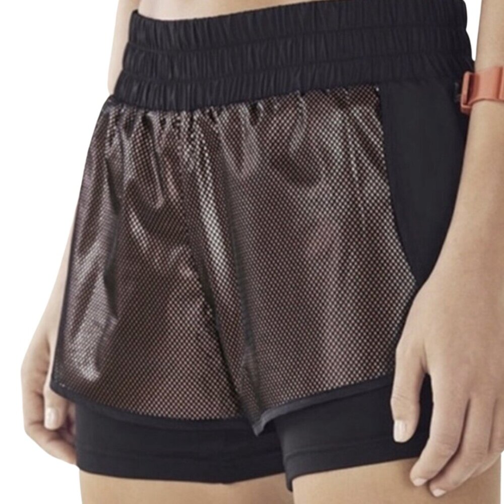 Fabletics Demi Lovato Lita high waist black gold shorts XL